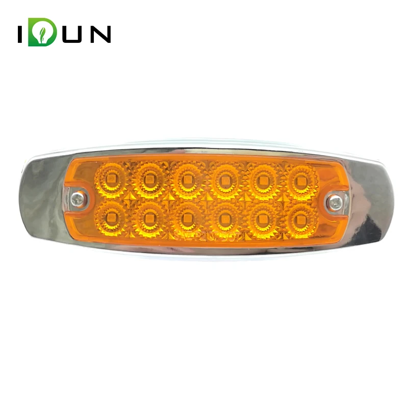 Truck Trailer Rectangle LED Side Clearance Signal Lights Marker Lamp with Chrome Bracket