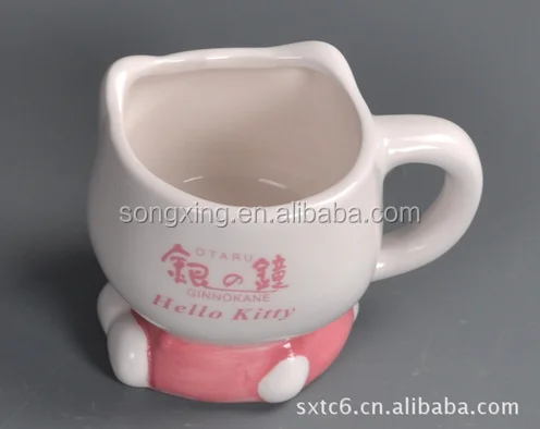 Custom ceramic pink hello mug,hello cat cup .png