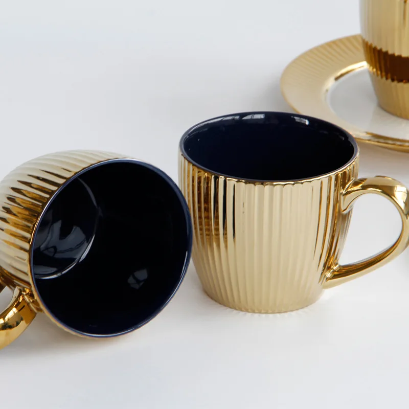 European Luxury Golden Ceramic Highend Ion Goldplated Cup Nordic