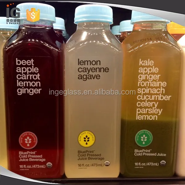 450ml 16oz Square Clear Glass Juice Bottles For Sale Buy Clear Glass