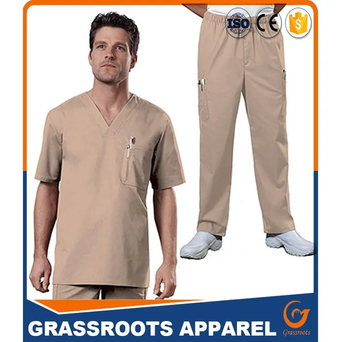 2017 New Design Mens V - Neck Scrub Top & Drawstring Pants Set Work Wear Suits Design (4)