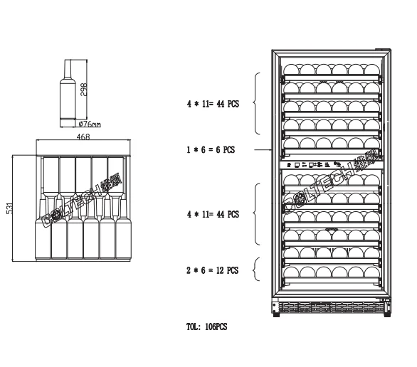 308L built-in lowers wine dispenser/wine cooler