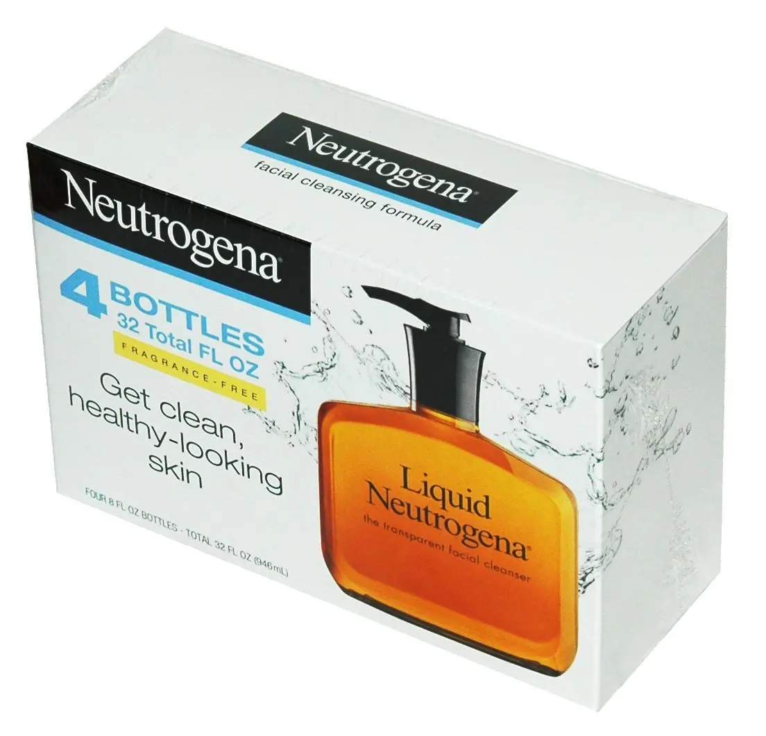Neutrogena Fragrance Free Liquid Neutrogena, Facial Cleansing Formula, 8-Ounce Pump Bottles (Pack of 4)