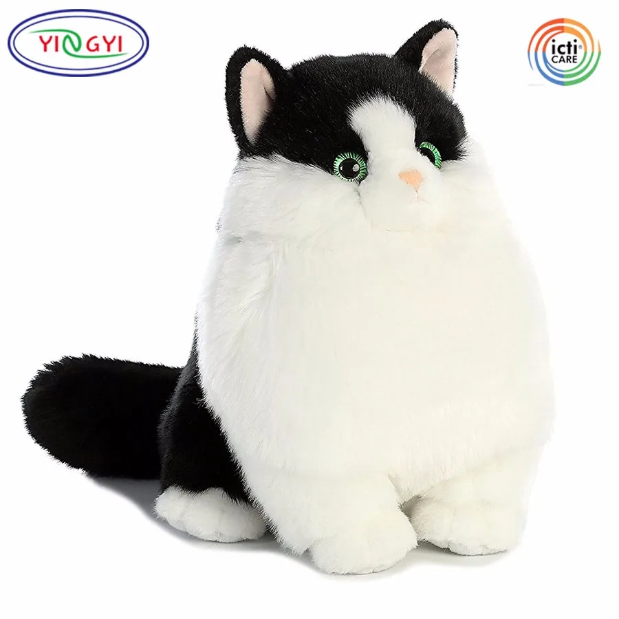 fat black cat plush