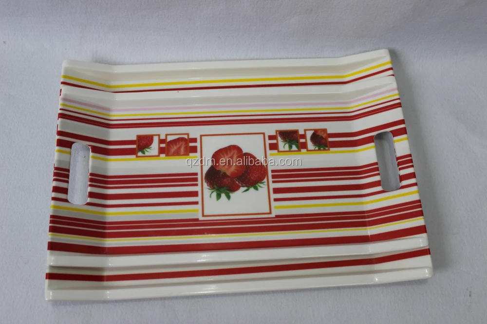 Strawberry Design Melamine Tray With 2 Handles