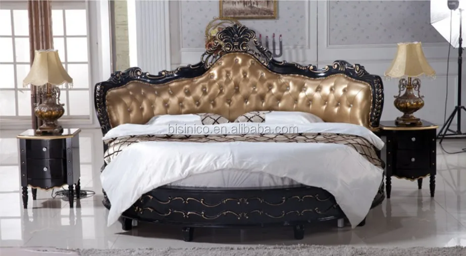 Luxury Black Wooden Round Bed,Royal Black Round Bed - Buy ...