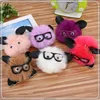 KC48 Cute Turkey owl keyring fur ball pom pom plush keychain with evil eye