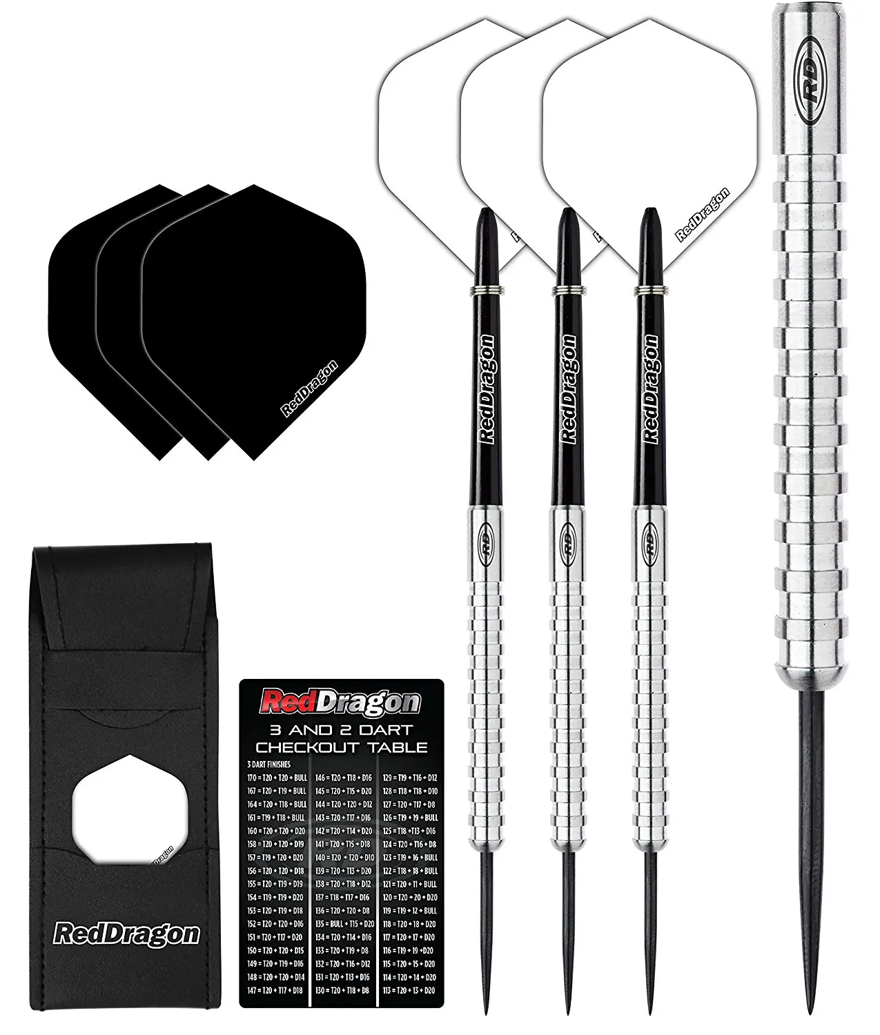 Red Dragon Javelin: 20g - 85% Tungsten Steel Darts with Flights, Shafts, Wallet & Red Dragon Checkout Card