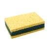 Non scratch wet cellulose sponge with scouring pad