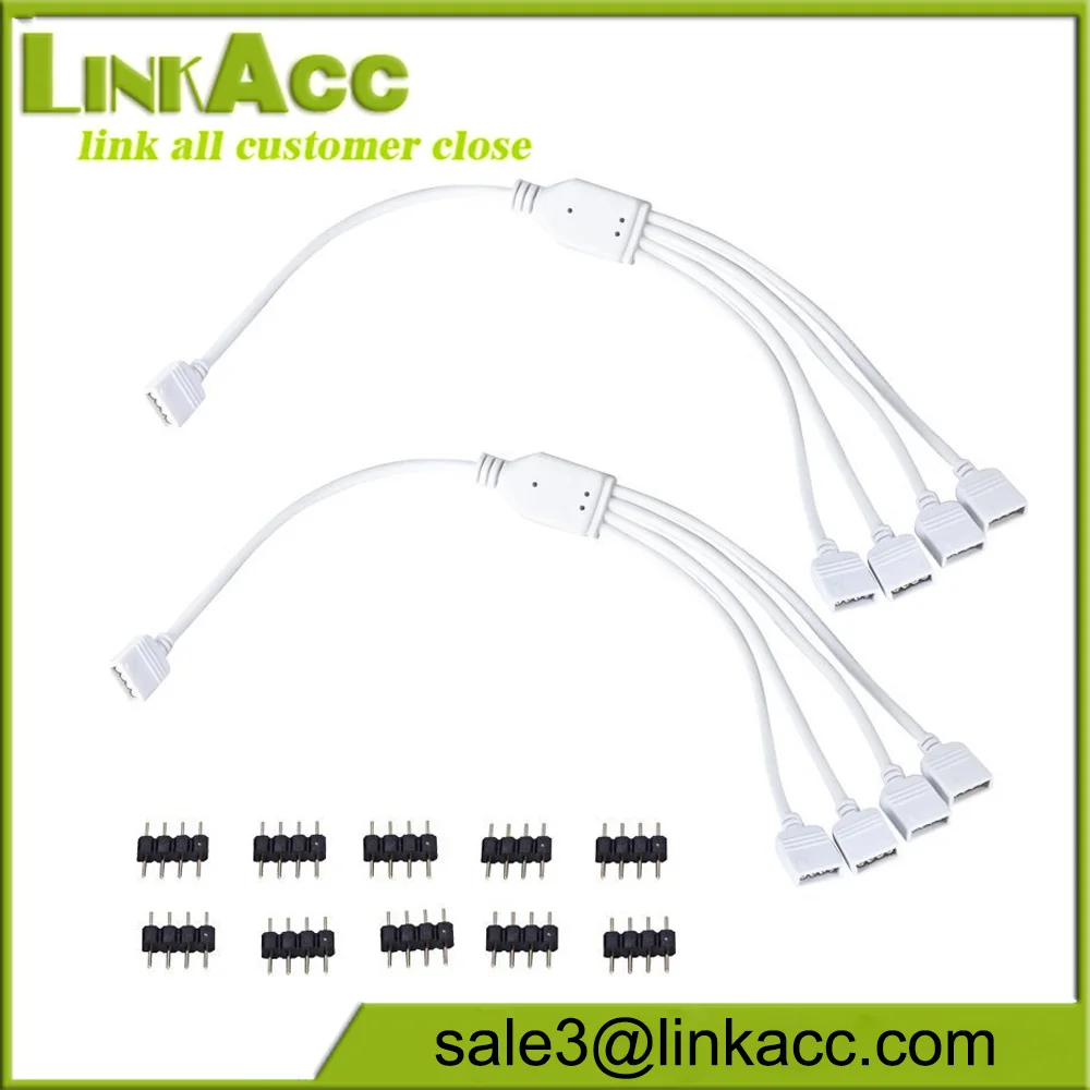 4 Pin Splitter, Mudder 1 to 4 Ports Female Connection Cable for LED RGB Color Changing Strip