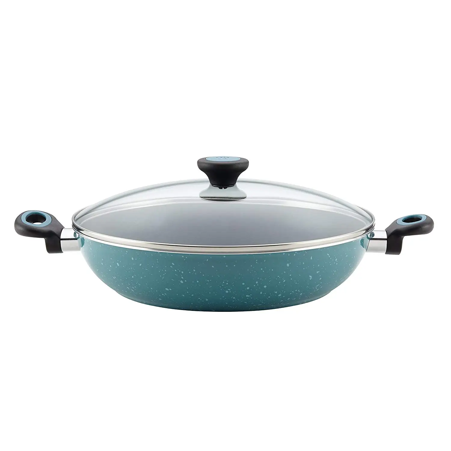 Cooking In Style Fantastic Cookware Classic Blue Color 12.5 Inch Aluminum Fry Pan With Lid Non Stick Beautiful Design Heavy Quality Kitchen Use Large Capacity Simple Addition To Kitchen