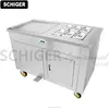 New Factory Direct SCHIGER Commercial Fried Ice Cream Machine with Refrigerated Trays and Built-In Fridge Optional Sneeze Guard