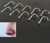 Queena Mix Colors Fashion Rhinestone Screw Ring Nose Studs Bone Bar Body Jewelry