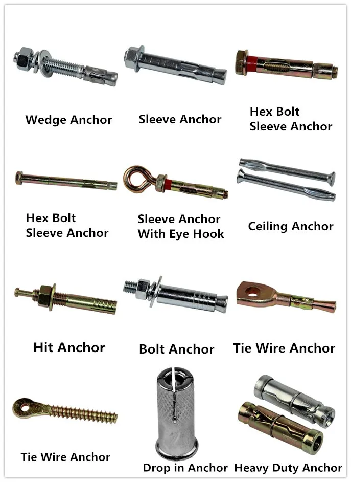 Anchor Bolts Hook Type Decorative Suspended Nail Ceiling Anchor