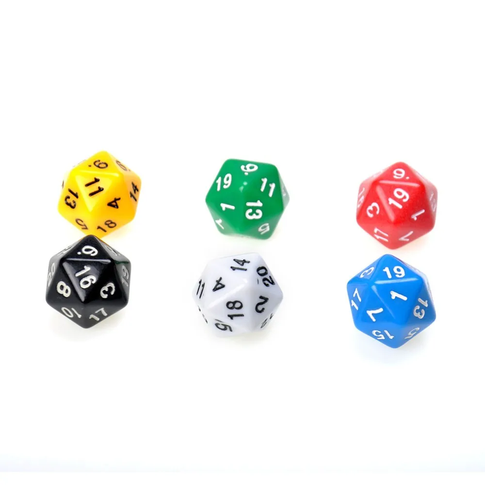 6 Set D20 Dice Twenty Sided Die Rpg D&d Six Opaque Colors Multi Resin ...