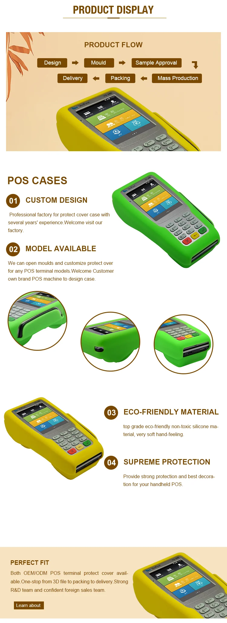 Customized soft silicone protective cover for POS terminal verifone VX670/675/680
