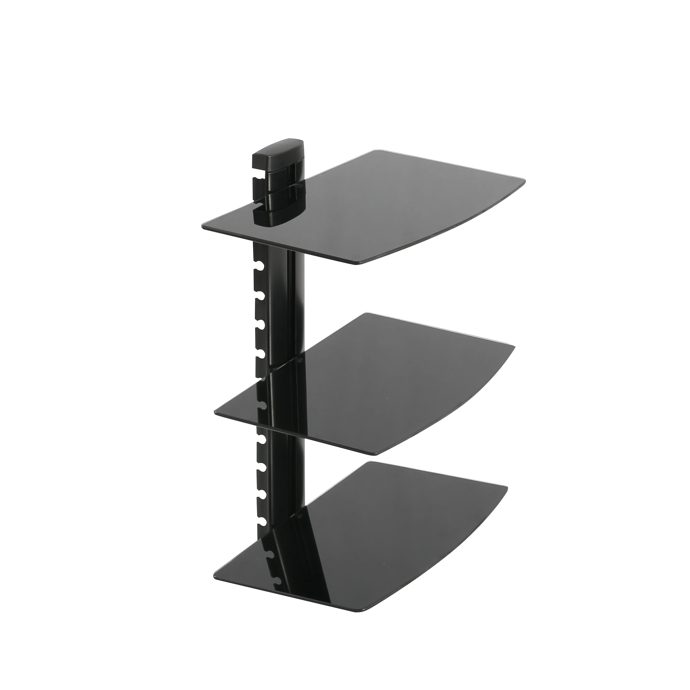 Triple Glass Shelf Dvd Mounting Bracket Floating Adjustable Tv Wall