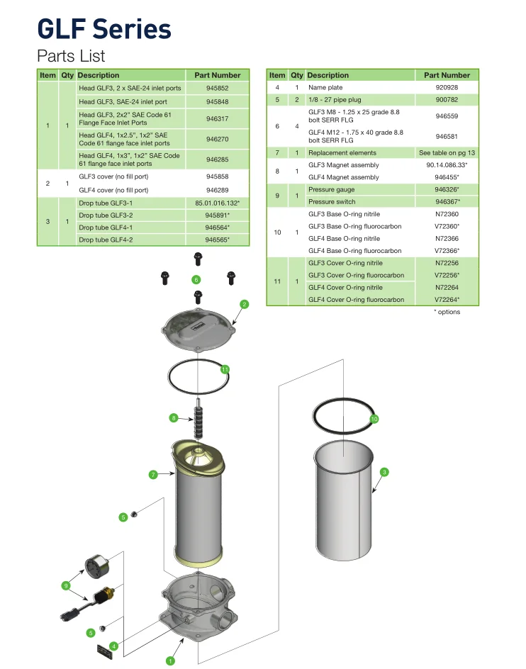 945894q 945906q Parker Racor Low Pressure Tank Top Return Line Filters