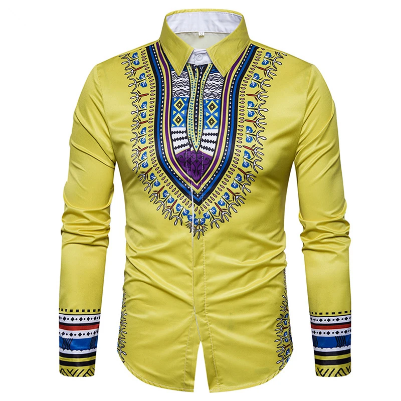 A3883 Stylish Mens Ethnic Totem Printing Large Size Casual Dashiki ...