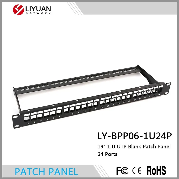 LY-BPP06-1U24P 24 Port UTP Blank Patch Panel for RJ45 Cat6A Keystone Jack