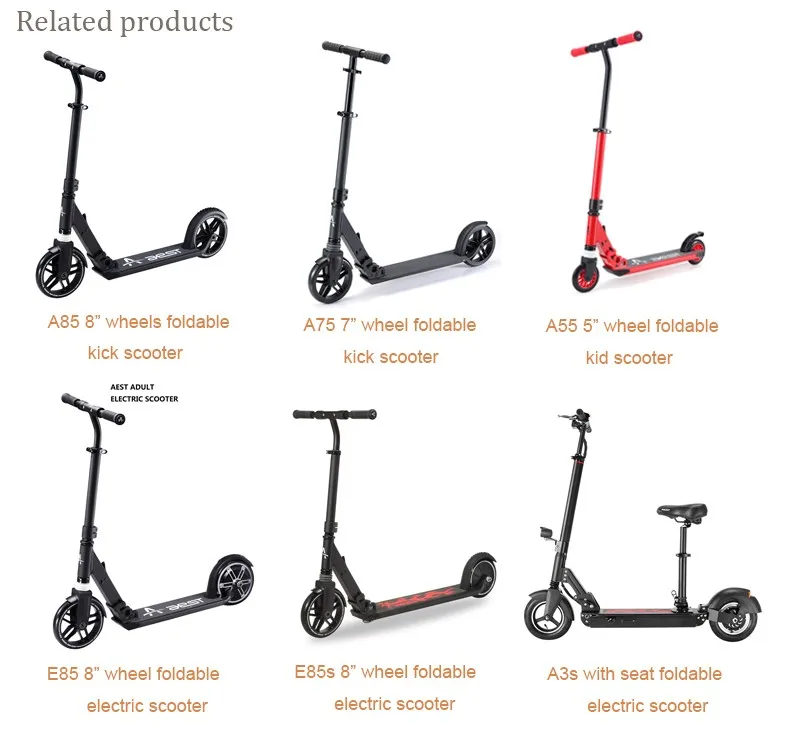 Aest Foot Scooter 12 Inches Big 2 Wheel Unfoldable Kick Electric