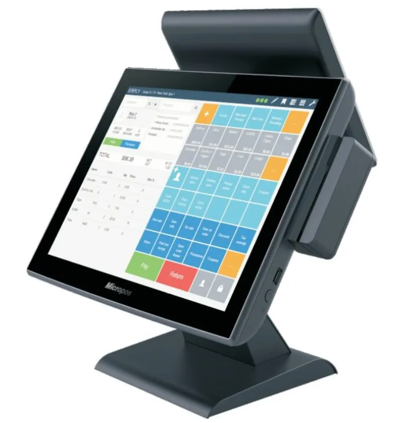 Retail Cash Management Order Taking/Tracking Supermarket 15 Inch Touchscreen Monitor Grocery Pharmacy LCD Display Cash Register with Stand Retail for Business Restaurant Club