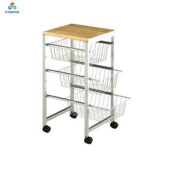 3 Tiers Rolling Kitchen Serving Organizer Storage Basket Trolley 3 Tiers Rolling Kitchen Serving