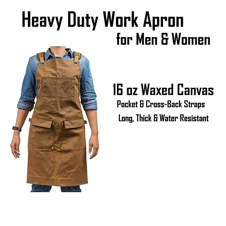 ZOJO Heavy Duty Waxed Canvas Work Apron with Tool Pockets 1 PC, Flower Print