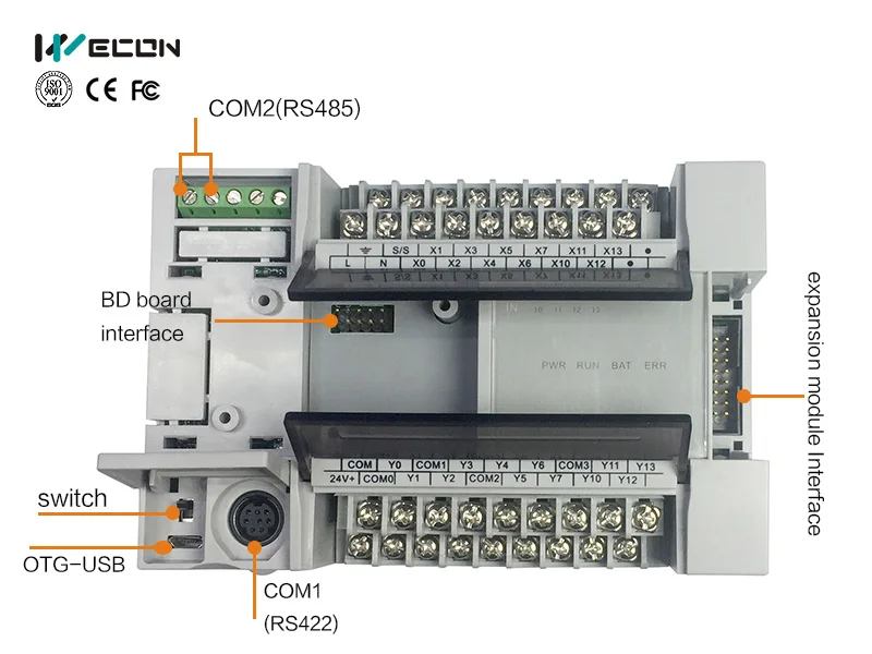 Wecon Lx3vp Plc 12input And 12 Relay Output With 2channel High Pulse ...