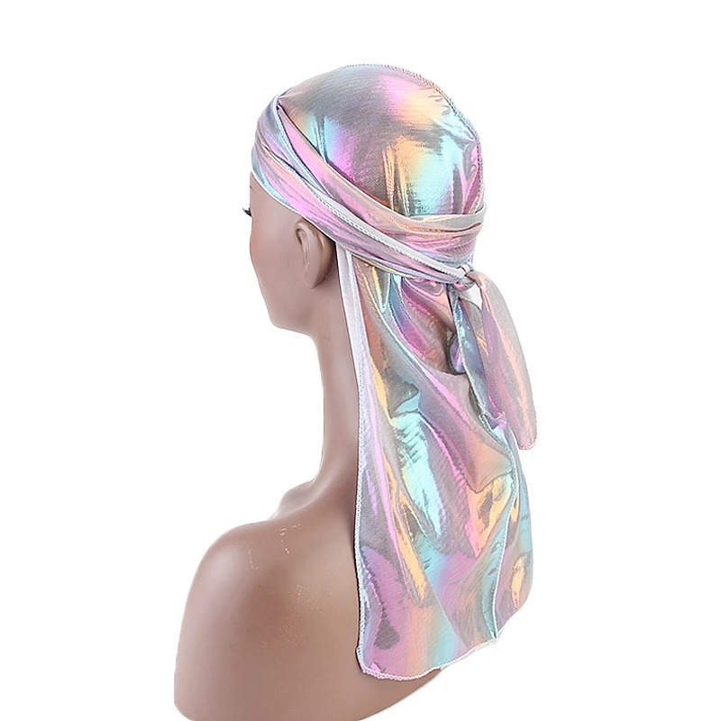 durag silk durags polyester satin muslim bandana tail breathable turban soft shiny colored silky extra cap