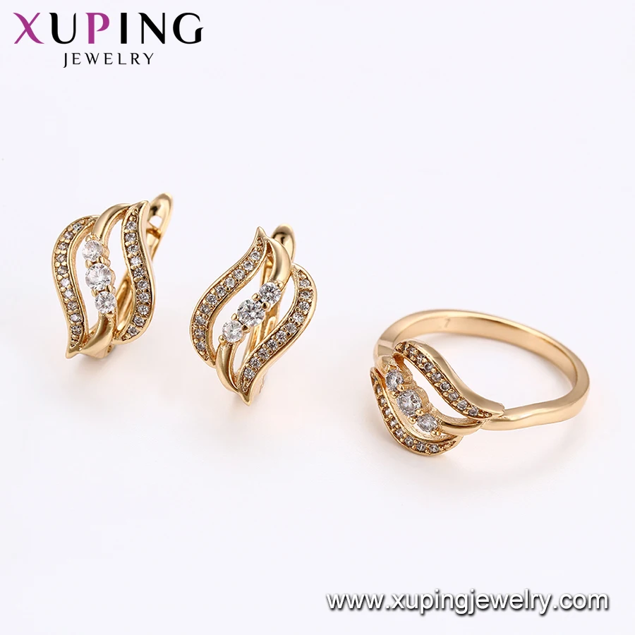 64685 Xuping Jewelry Elegant 18k Gold Color Set With Earring And Ring ...