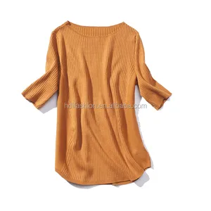 OEM custom women casual soft plat knit half sleeve t shirt wholesale OEM custom women casual soft plat knit half sleeve t shirt wholesale