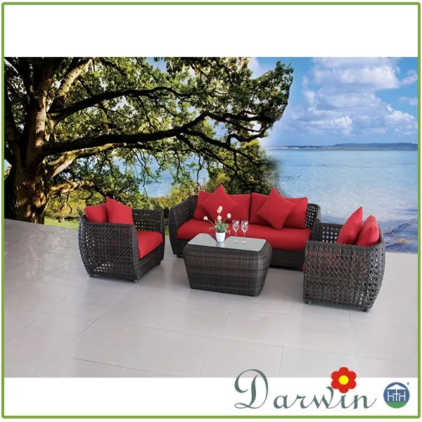 Alle Wetter Verwendet Garten Rattan Ecke Schnittsofa Bett Tisch Set