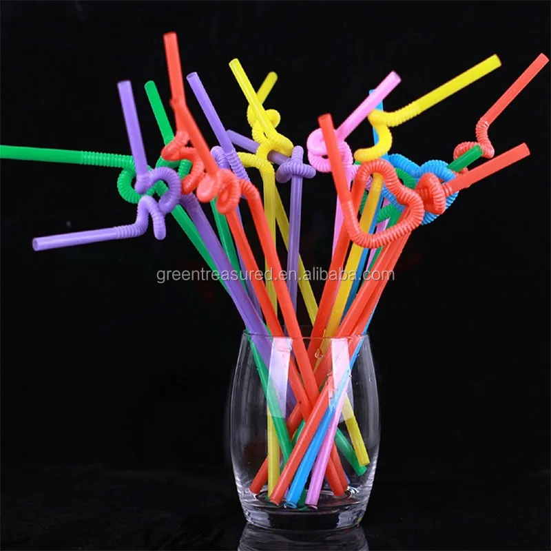 New Colorful Disposable Biodegradable Plastic Crazy Straw,Wholesales