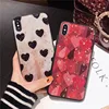 Phone case in stock mobile shell love heart tempered glass back case soft tpu edge cover for iphone x xs xr case