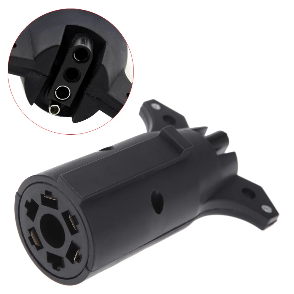 7 Pin Flat Blade To 4 Pin Round Wiring Plug Trailer T21849 12v Car Plug Adapter American Plug Connector Black Plastic