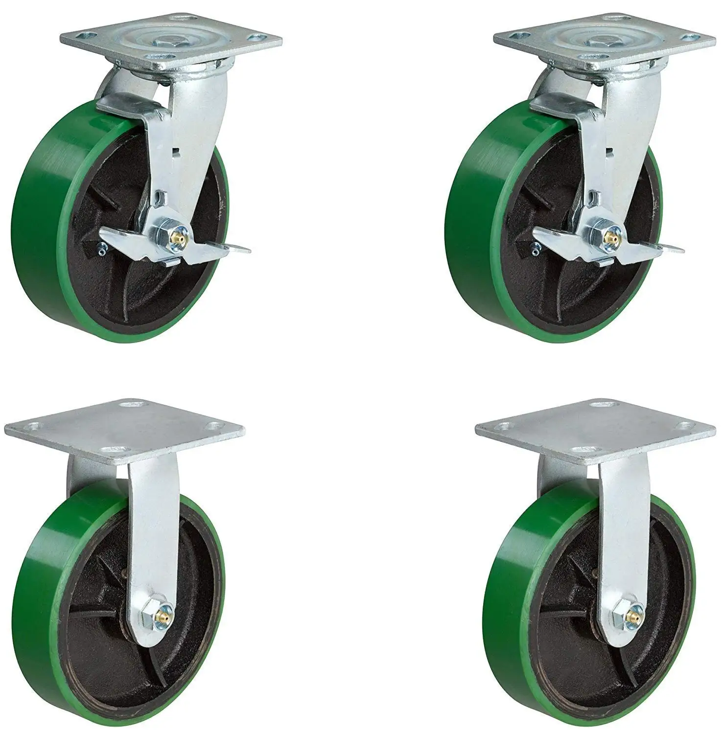 CasterHQ Set of 4 Heavy Duty Casters 6 inch x 2 inch Red Polyurethane Tread On