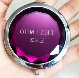souvenir compact hand mirror custom made diamond shape crystal folding pocket mirror customized logo metal make up mirror