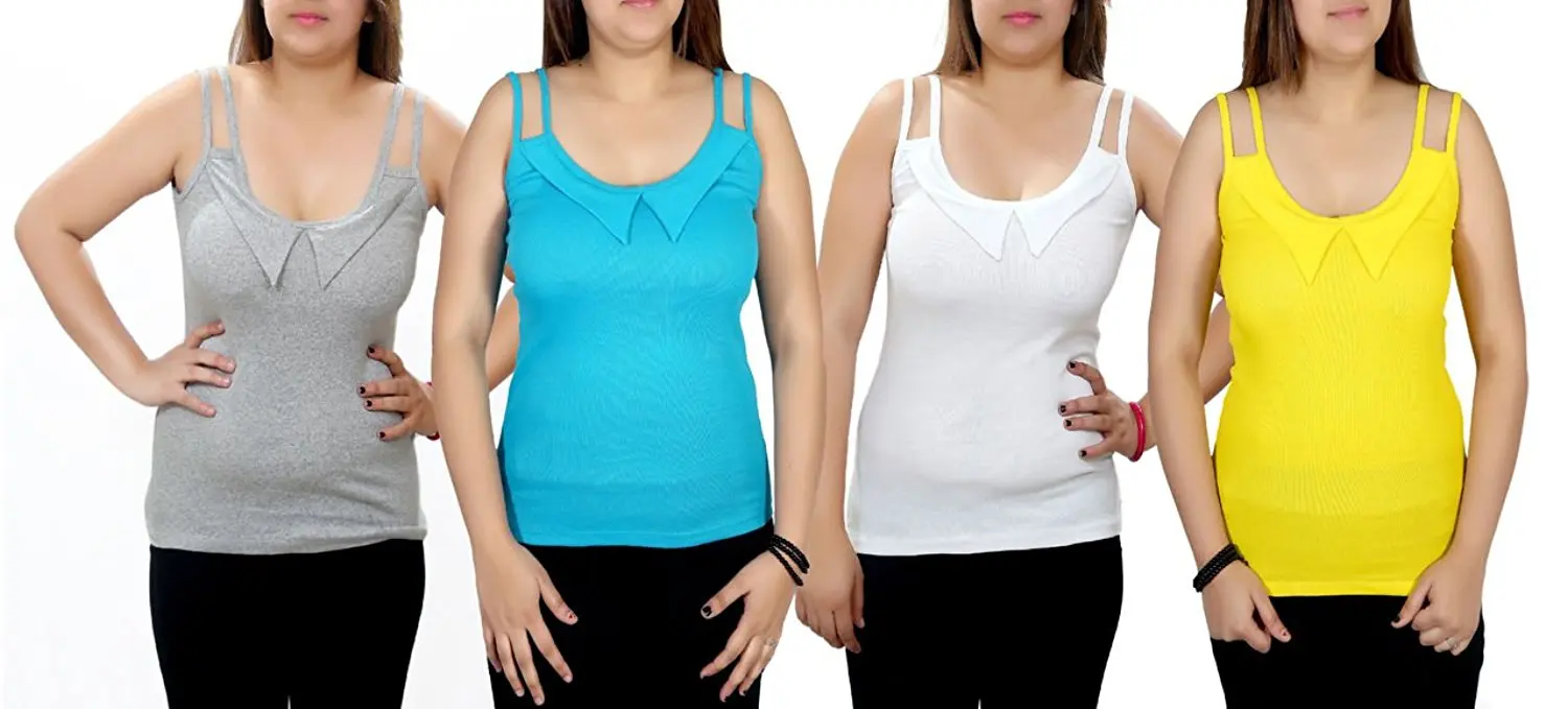 Q-rious Womens Collar Camisoles Pack Of 2