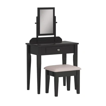 Vintage Black White Small Bedroom Mirrored Makeup Vanity Dressing Table Sets With Mirror And Bench Buy Vanity Makeup Table Set Vanity Set Bedroom