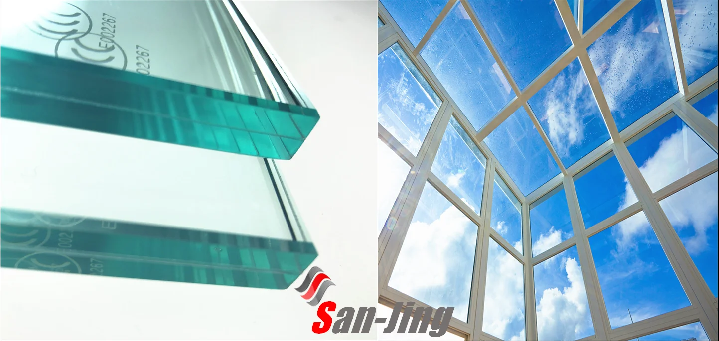 High Quality And Saftey U Value Laminated Ultra Clear Glass Roof Panels