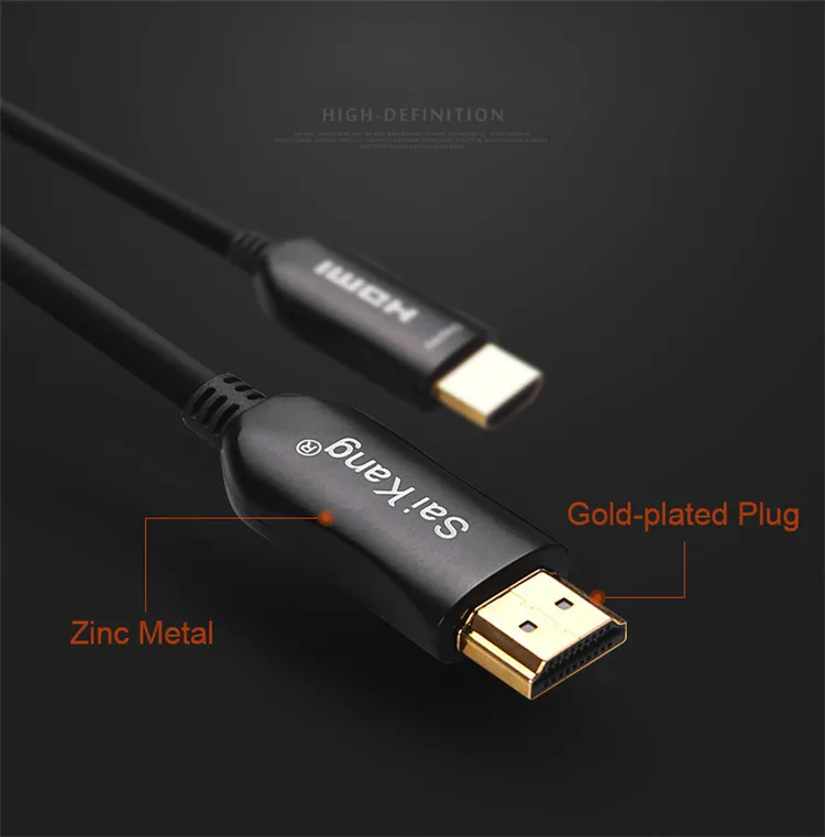 SaiKang gold-plated metal shell electrical hdmi cable 4k 25m 50m 100m 200 meter optical fiber hdmi cable 4k - ANKUX.COM