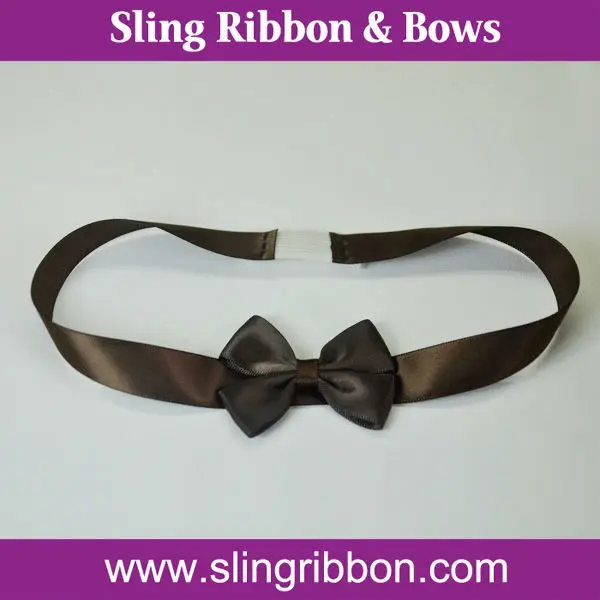 High Quality Wholesale Pink Pretied Satin Ribbon Bow With Elastic Loop