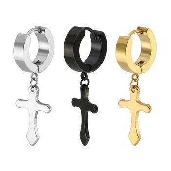 316l Stainless Steel Cross Men S Hoop Huggie Earrings Huggies 316l Stainless Steel Cross Men S Hoop Huggie Earrings