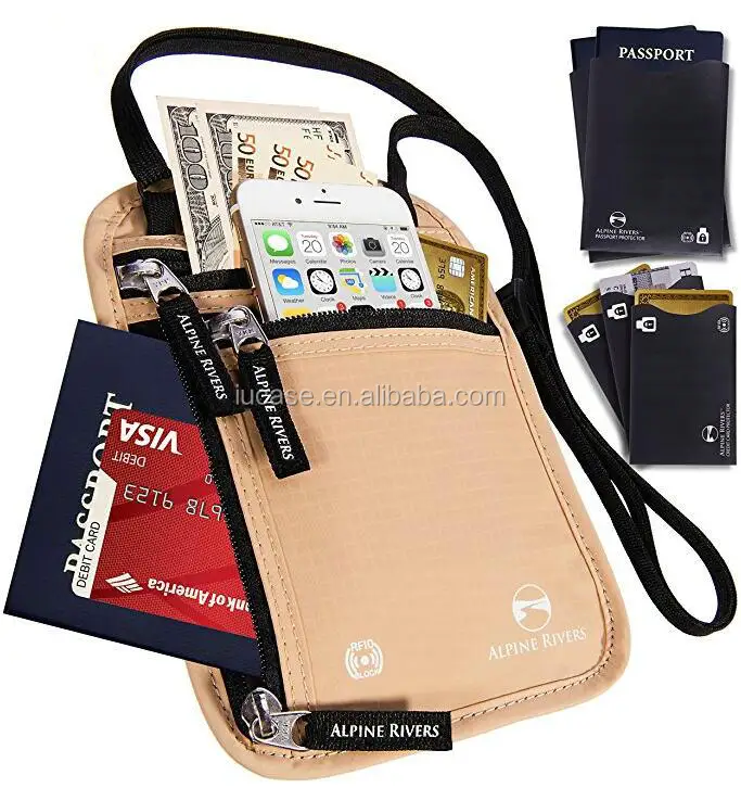 Men's Fabric Branded Theft Proof Security Mens Cute Travel Document