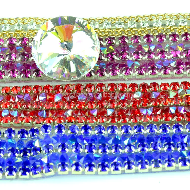 Hot sale Crystal trimming cup chains Crystal Rhinestones Mesh Trim for dress decoration
