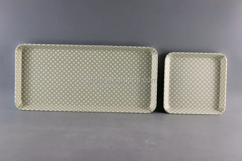 Anti-Slip Surface Melamine Rectangle Tray Set No Handle