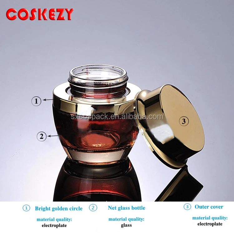 Wholesale Jgx40 50g Empty Red Glass Cosmetic Container With Gold Cap