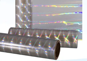 Laser Holographic Aluminum Foil Film Rainbow Metallized Polyester PET Transparent Paper Bag Free Samples Injection Molding