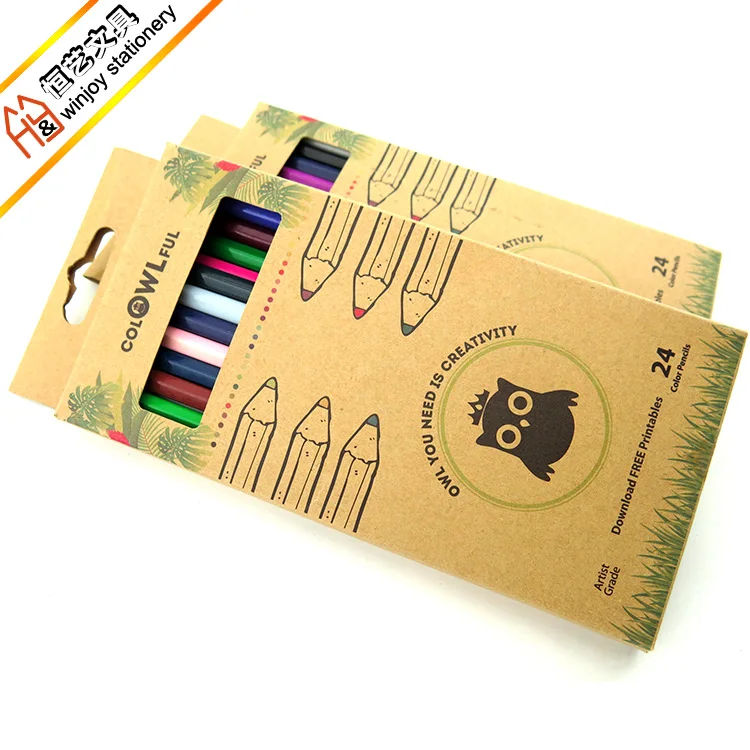 Custom Cheap 24 Color Pencil Set,Wooden Drawing Color Pencil Pack In